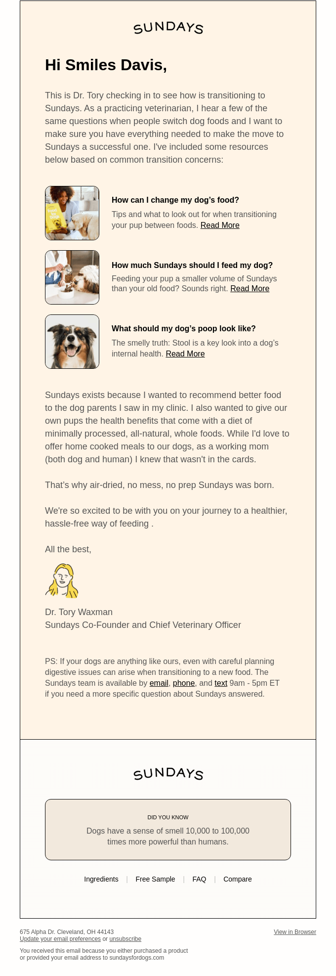 Sundays checking in email