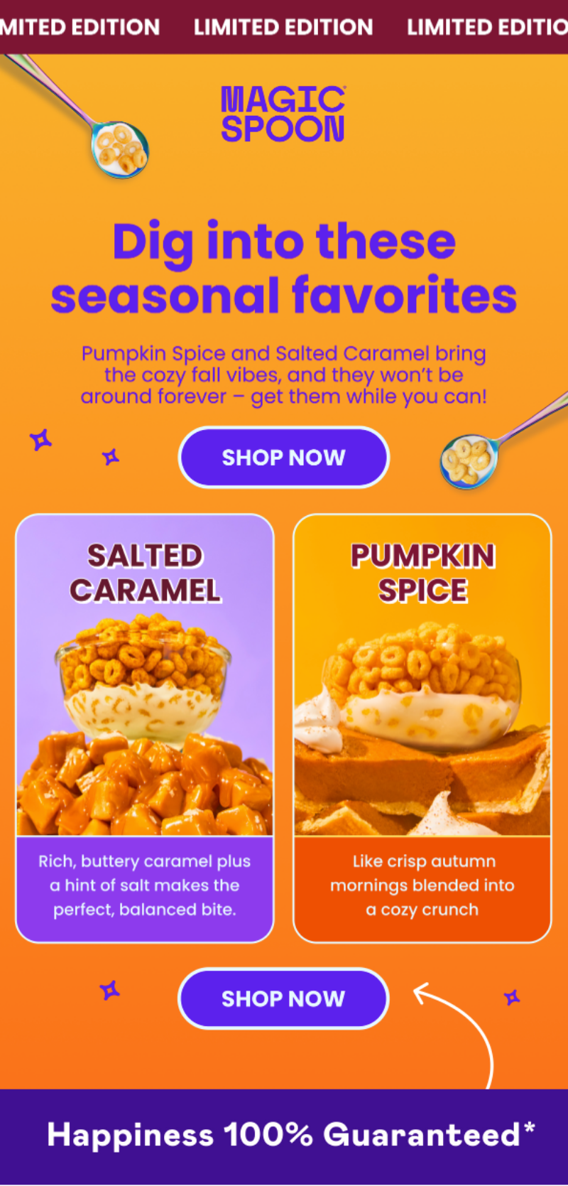 Magic Spoon fall duo email pairing Pumpkin Spice and Salted Caramel cereals