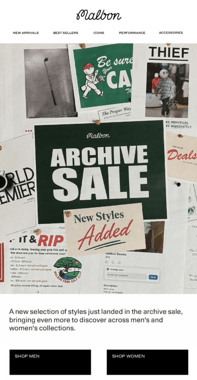 Malbon Archive Sale email