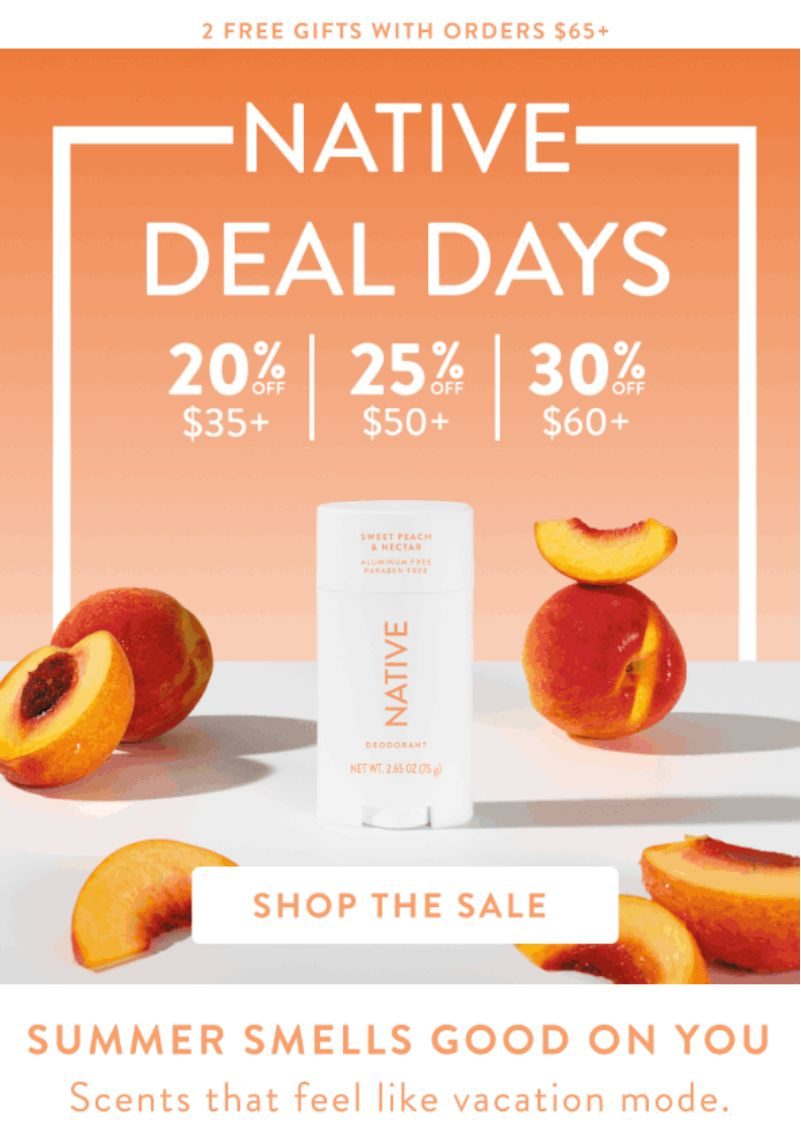 Native Deal Days email with 3 spend tiers