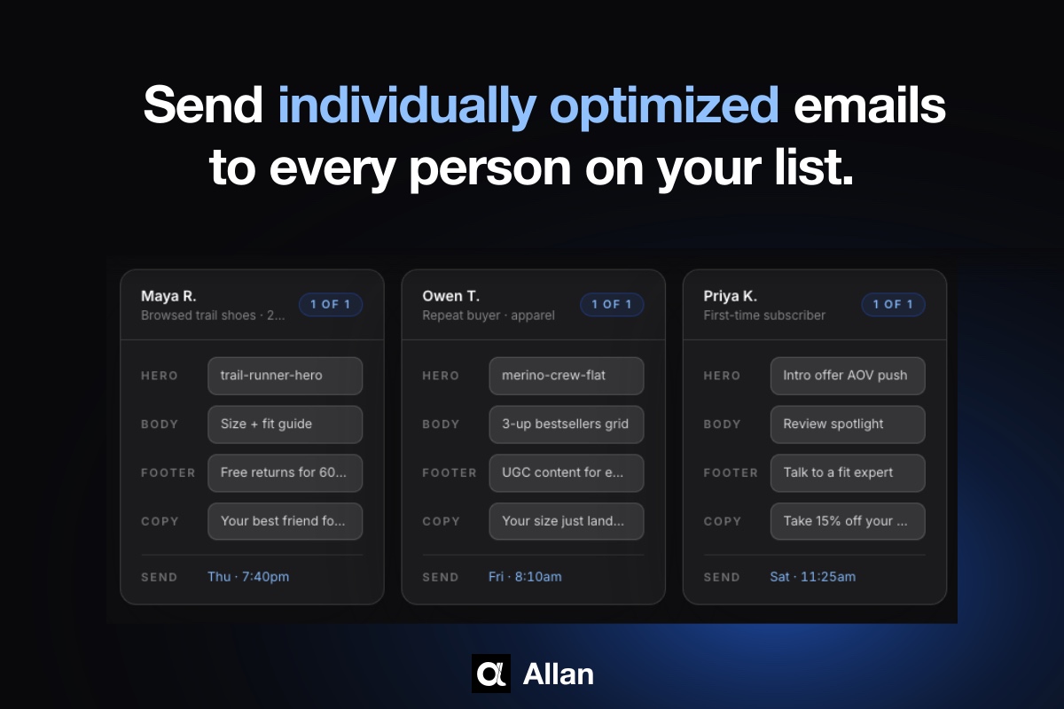 Send individually optimized emails to every person on your list