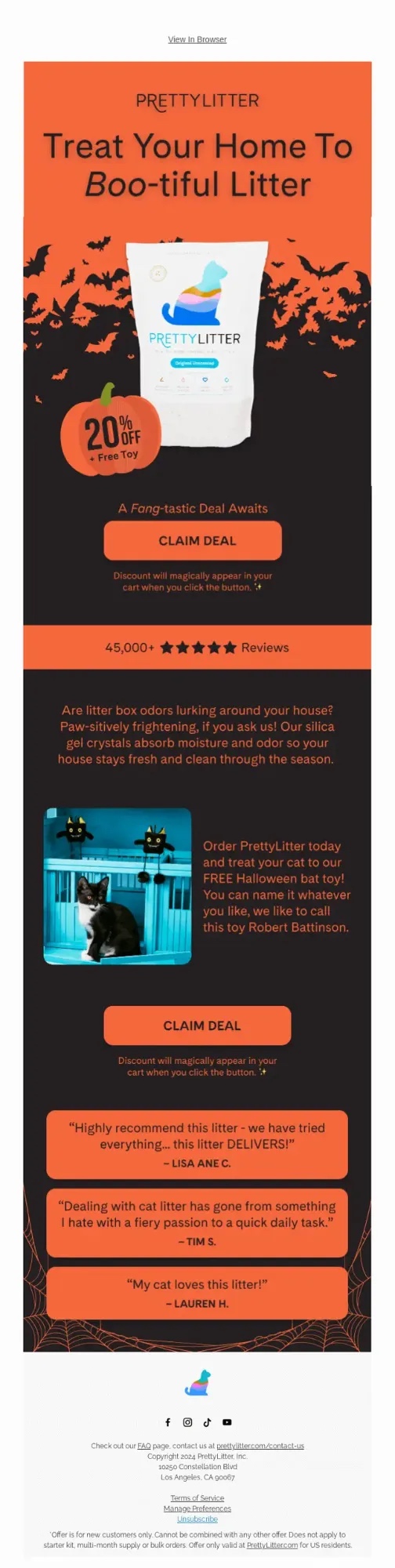 PrettyLitter Halloween email